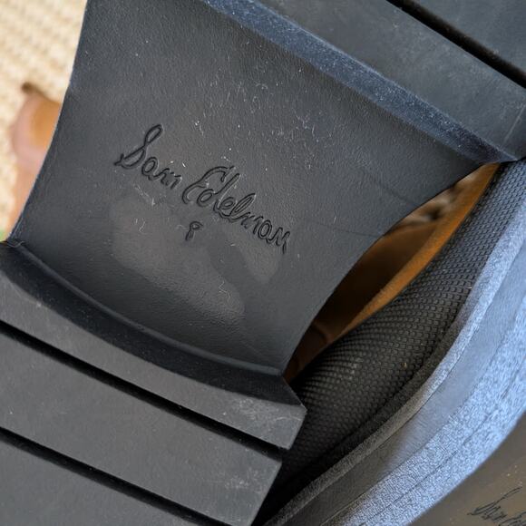 SAM EDELMAN Womens Lulia Chunky Lug Sole Ankle Boots Size 8 Whiskey Suede NWD - Picture 5 of 7